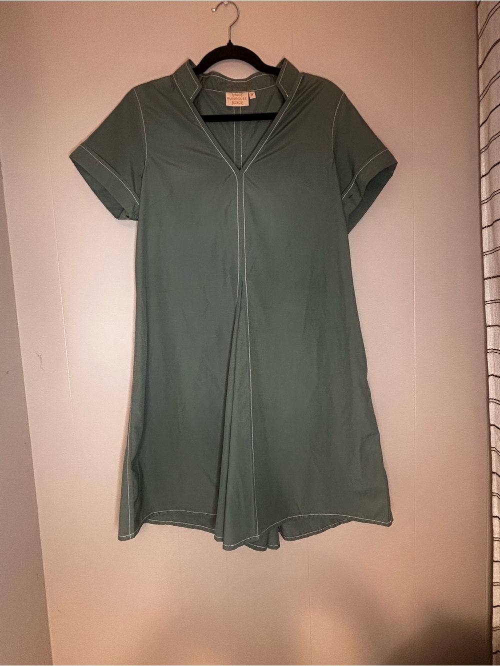 Olive Green V-Neck Short Sleeve Tunic by Unknown Brand